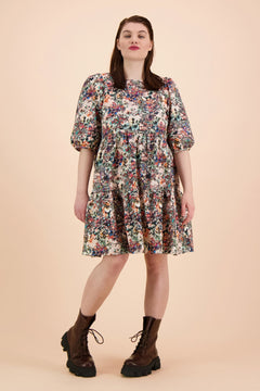 Tiered Mini Dress Blooming Forest