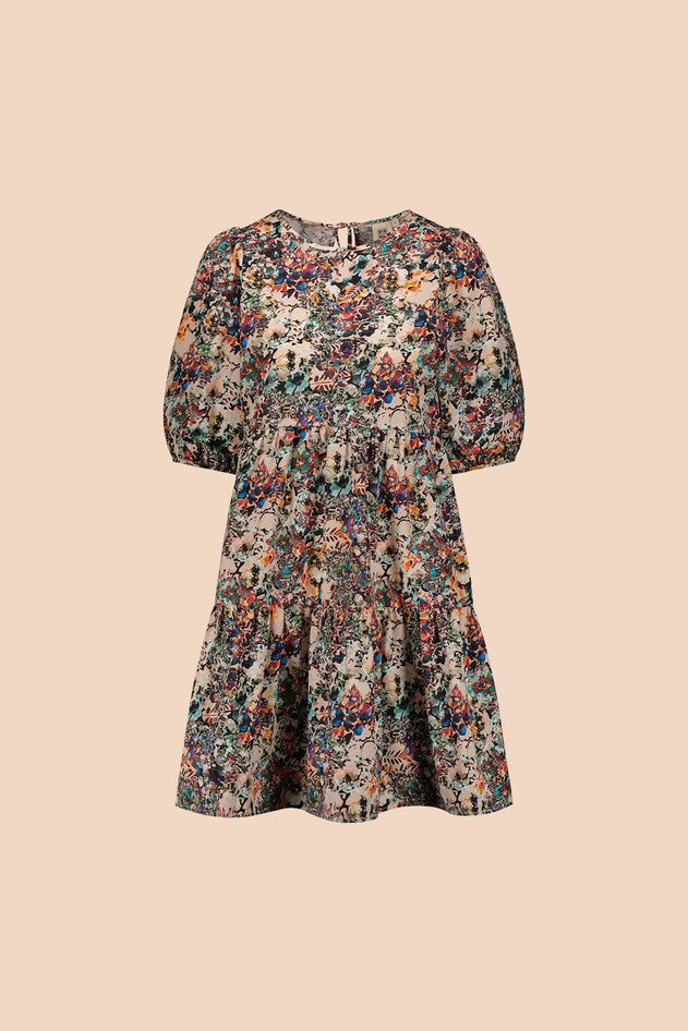 Tiered Mini Dress Blooming Forest