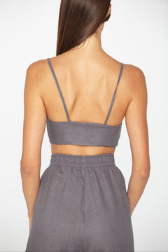 Capri Linen Crop Top Steel