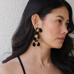 Triple Apple Flower Stud Earrings Black
