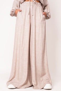 Skye Wide Leg Pants Beige