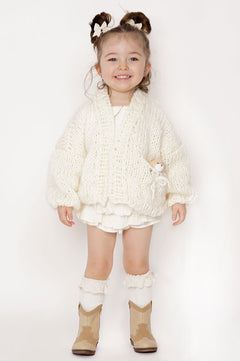 Kids' Bear Handmade Sweater Ecru