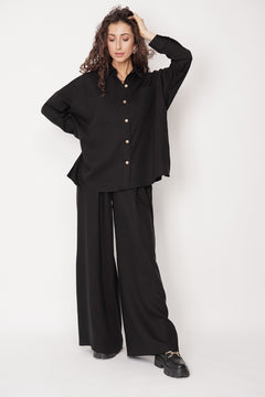 Wide Tencel Trousers Black