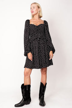 Luisa Polka Dot Dress Black