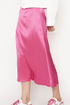 Feme Satin Skirt Fuchsia Pink