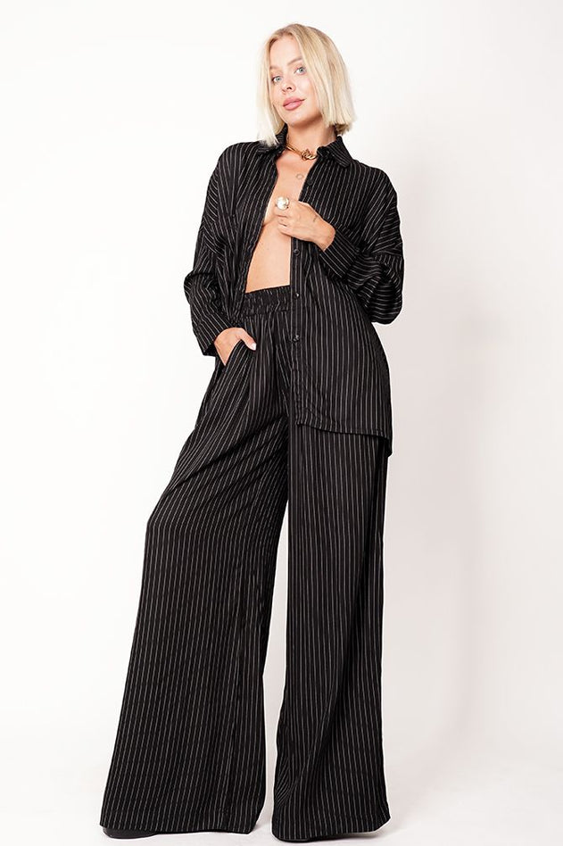 Wide Viscose Trousers Striped