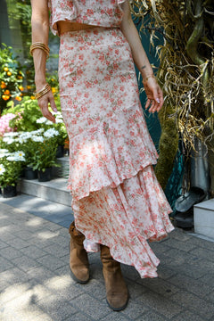 Kiara Ruffle Hem Skirt Floral Print