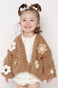 Petit Handmade Flower Sweater Camel