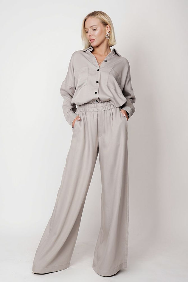 Wide Tencel Trousers Grey