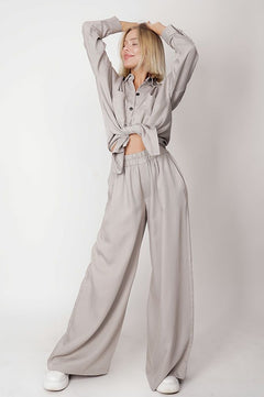 Wide Tencel Trousers Grey