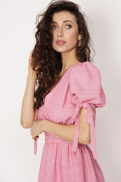 Maribel Viscose-Linen Dress Pink