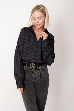 Rea Cotton Shirt Black Striped