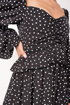 Luisa Polka Dot Dress Black