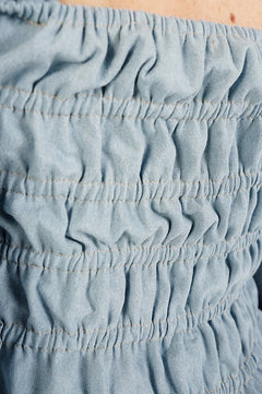 Gathered Denim Blouse Vintage Blue