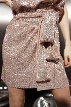 Amara Sequin Wrap Mini Skirt Light Pink