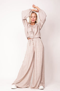 Skye Wide Leg Pants Beige