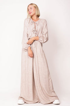 Skye Wide Leg Pants Beige