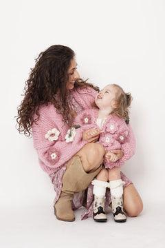 Flower Handmade Cardigan Pink