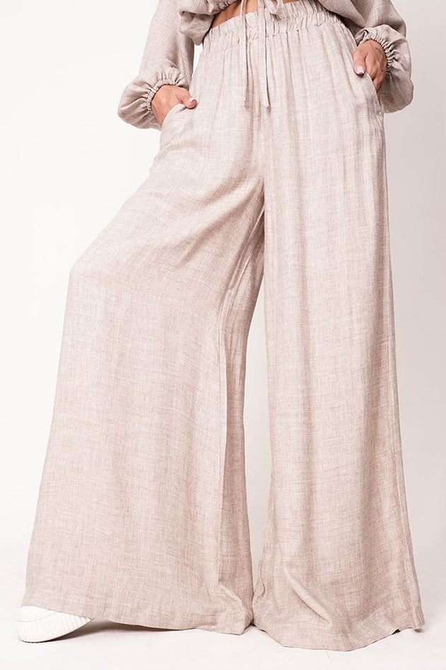 Skye Wide Leg Pants Beige