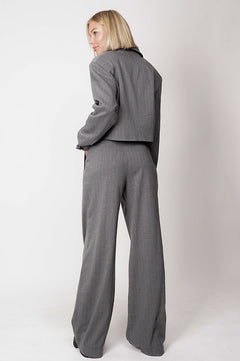 Aspen Cropped Blazer Pinstripe Grey