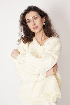 Rose Handmade Knit Sweater Pastel Yellow