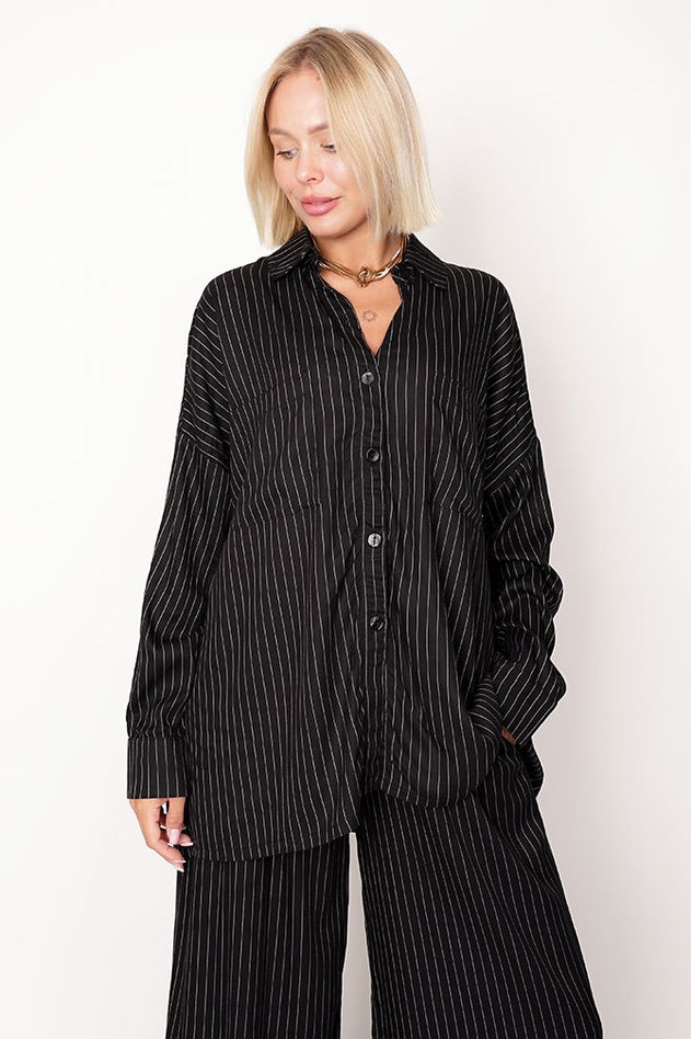 Oversized Viscose Shirt Black