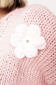 Flower Handmade Cardigan Light Pink