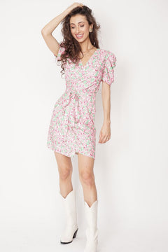 Lydia Wrap Dress Patterned Pink