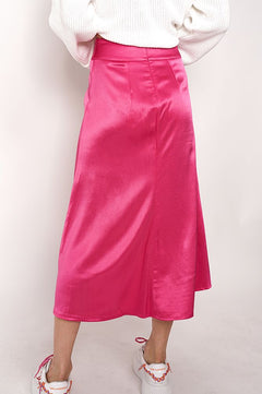 Feme Satin Skirt Fuchsia Pink