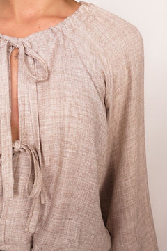 Skye Tie Blouse Beige