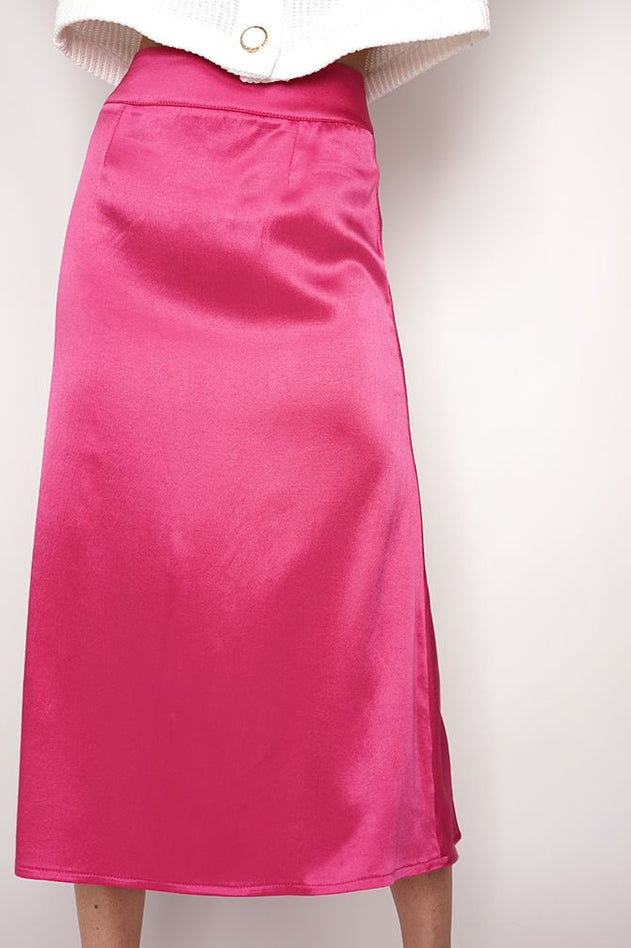 Feme Satin Skirt Fuchsia Pink