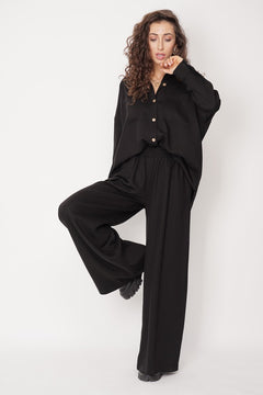 Wide Tencel Trousers Black