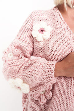 Flower Handmade Cardigan Light Pink