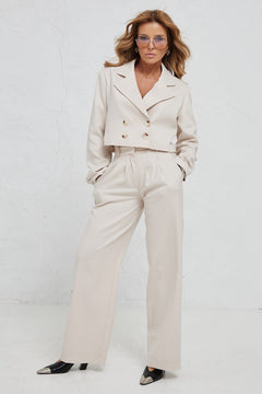 Aspen Cropped Blazer Ecru