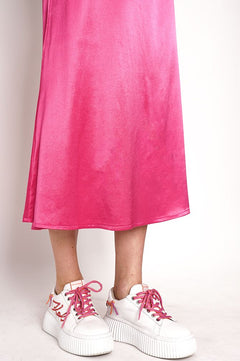 Feme Satin Skirt Fuchsia Pink