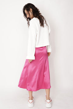 Feme Satin Skirt Fuchsia Pink