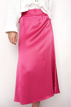 Feme Satin Skirt Fuchsia Pink