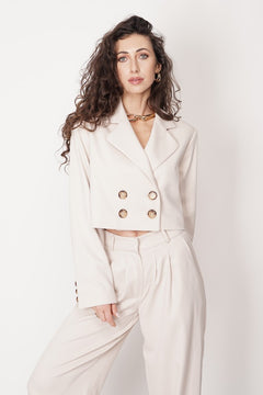 Aspen Cropped Blazer Ecru