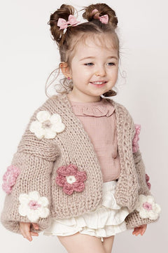 Petit Handmade Flower Sweater Beige