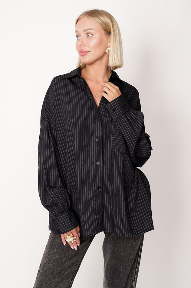 Rea Cotton Shirt Black Striped