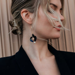 Butterfly Orchid Pearl Earrings Black