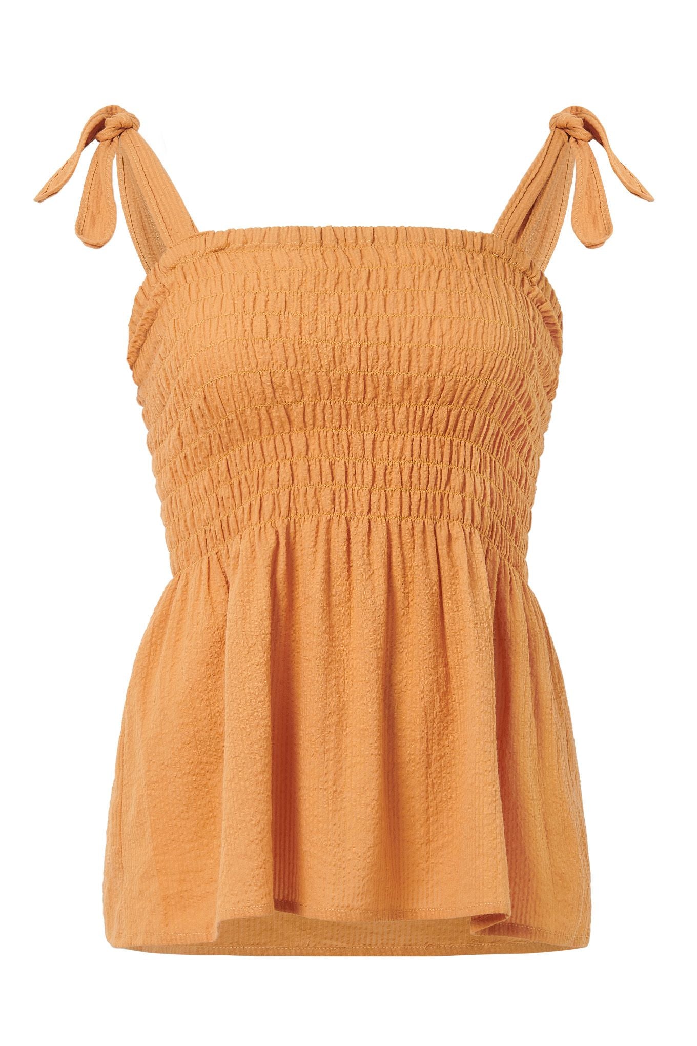 Gaia Organic Cotton Seersucker Top Orange