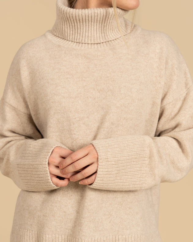 Utu Merino Wool Polo Knit Beige