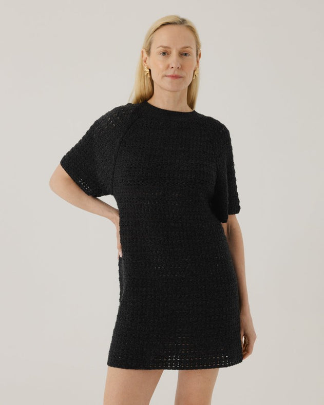Vasara Crochet Mini Dress Black