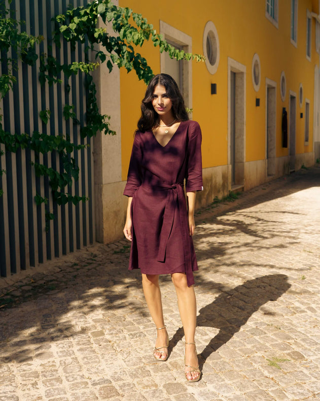 Vera Linen Dress Merlot