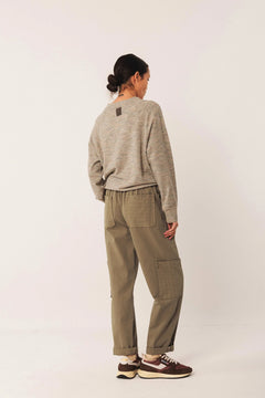 Pants With Check Stitching Military Green