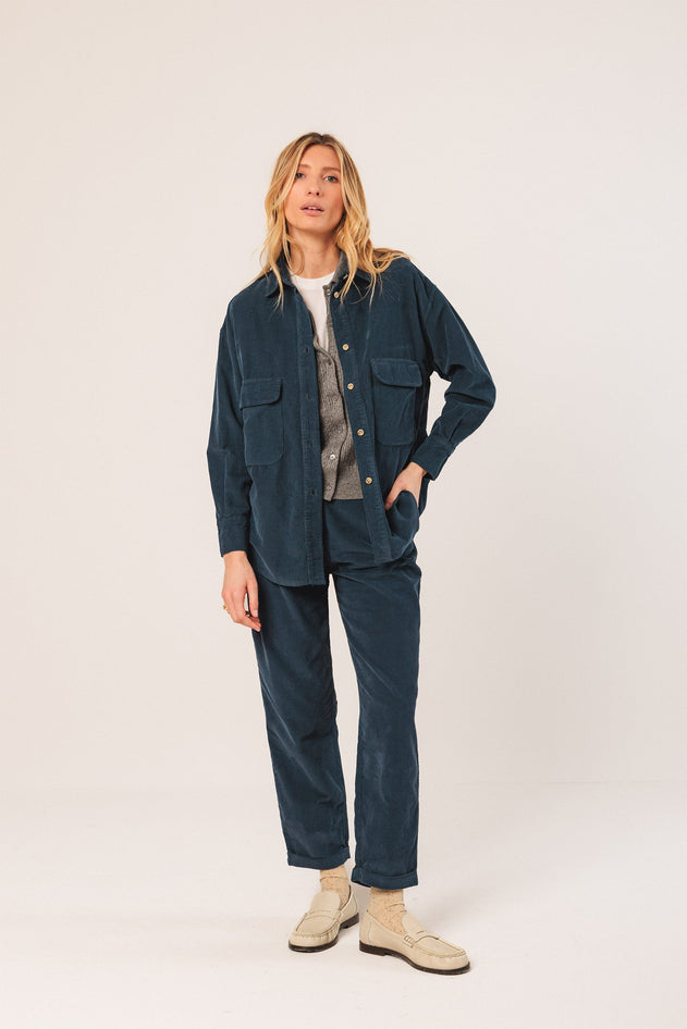 Cotton Corduroy Shirt Indigo Blue