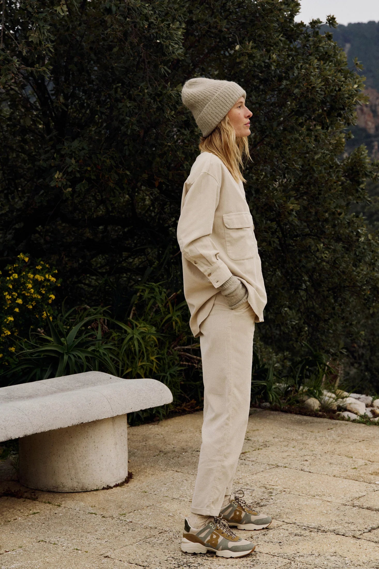 Corduroy Carrot Pants Beige