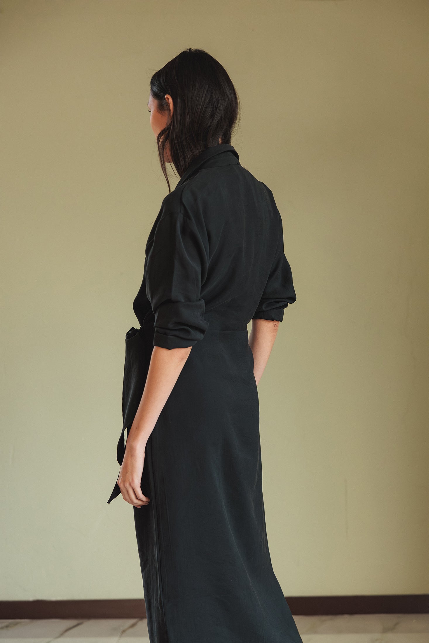 Knotted Draped Dress Black