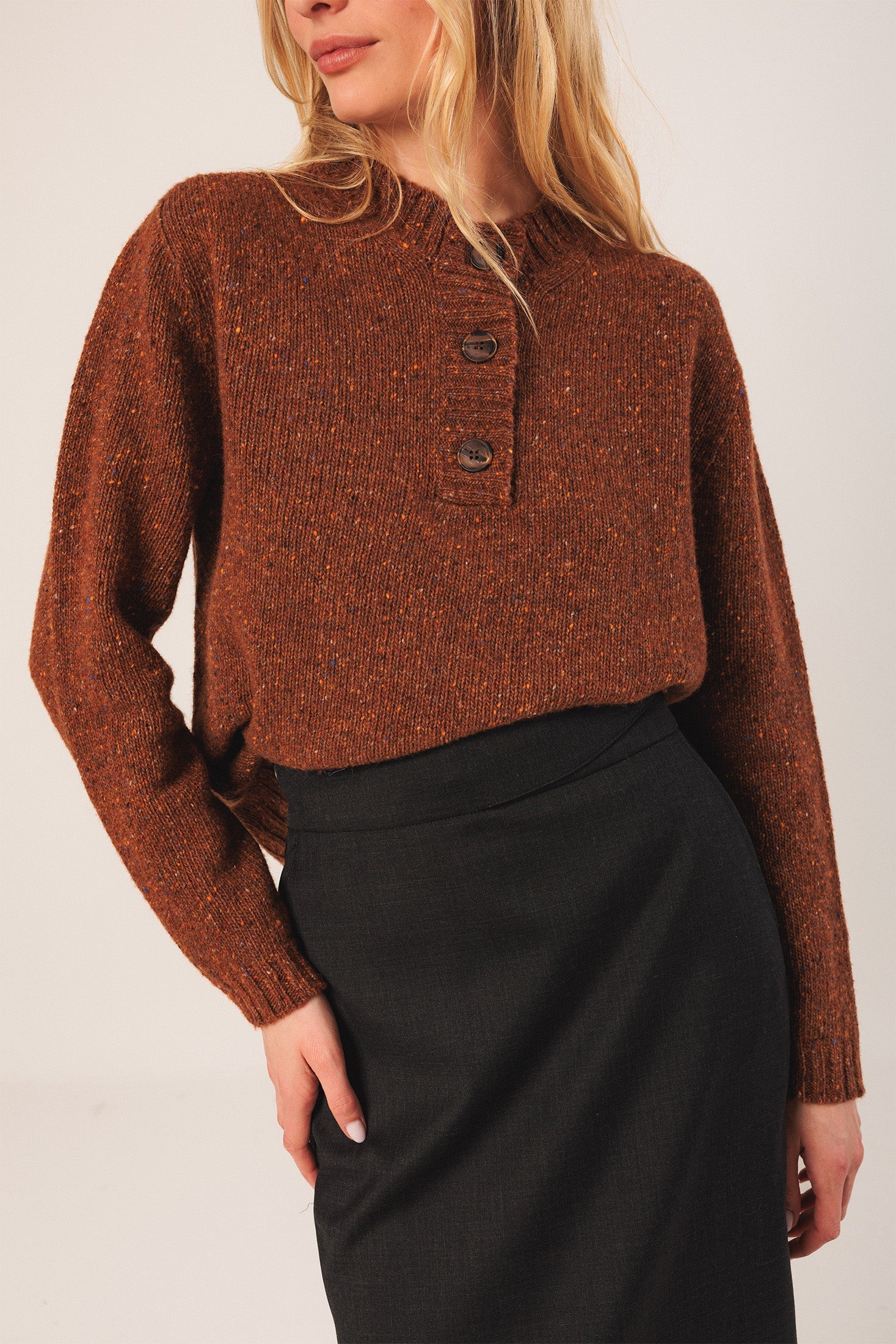 Neps Wool Sweater Brown